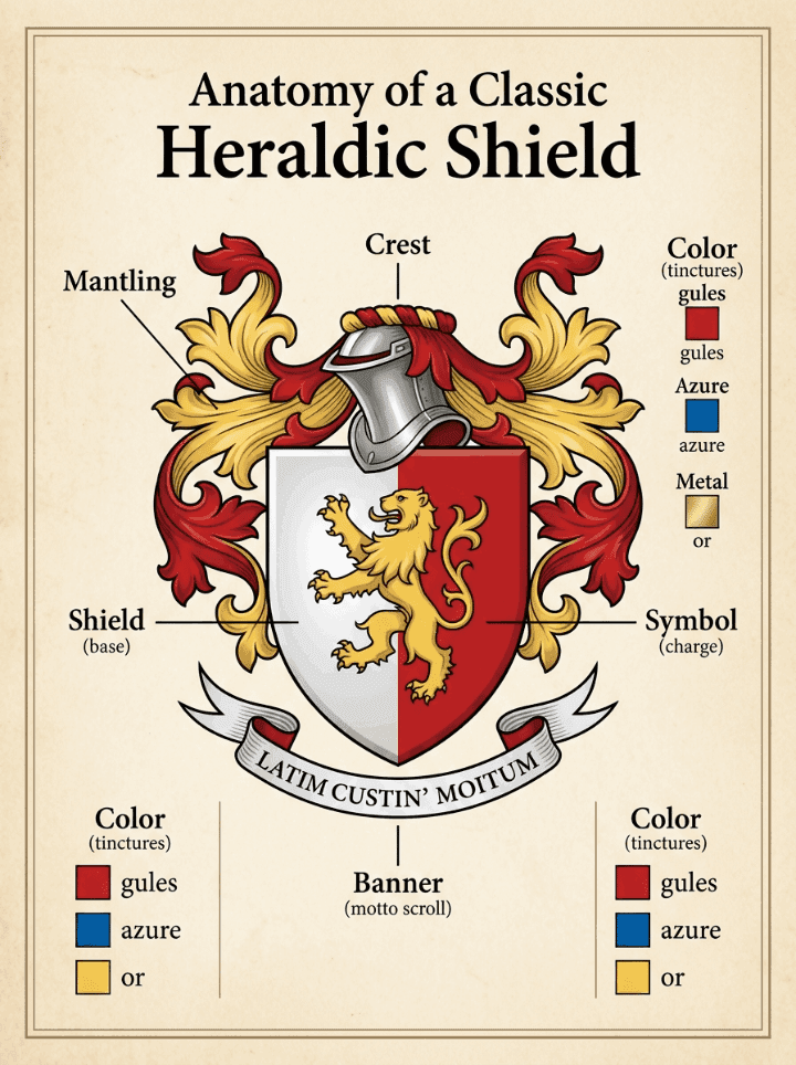 Anatomy of a classic heraldic shield